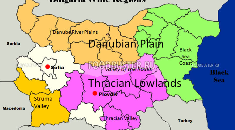 Карта винных регионов Болгарии